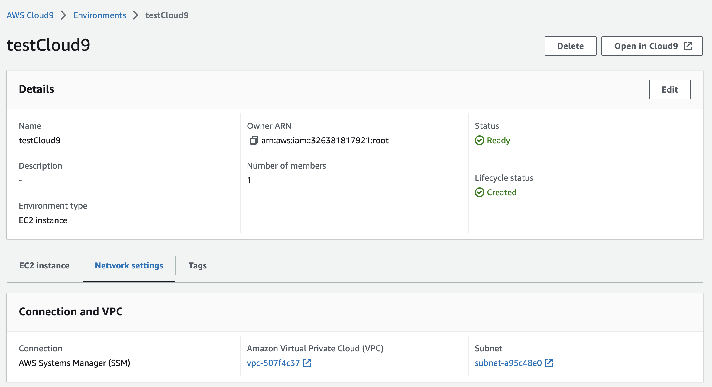 Cloud9 VPC Config